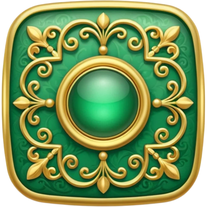 Jade and gold filigree style rounded square icon button emoji