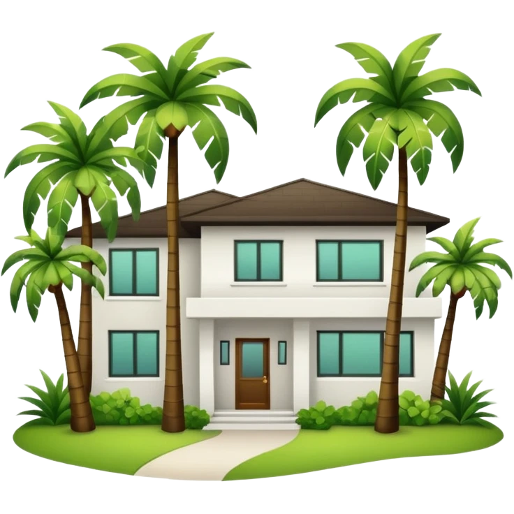 Mid century modern home with palm trees emoji