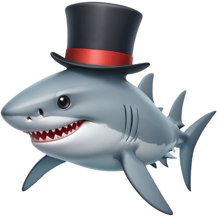 Shark with a top hat emoji