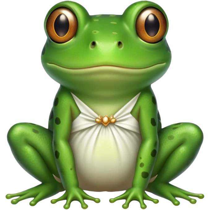 A frog with a white dress on emoji