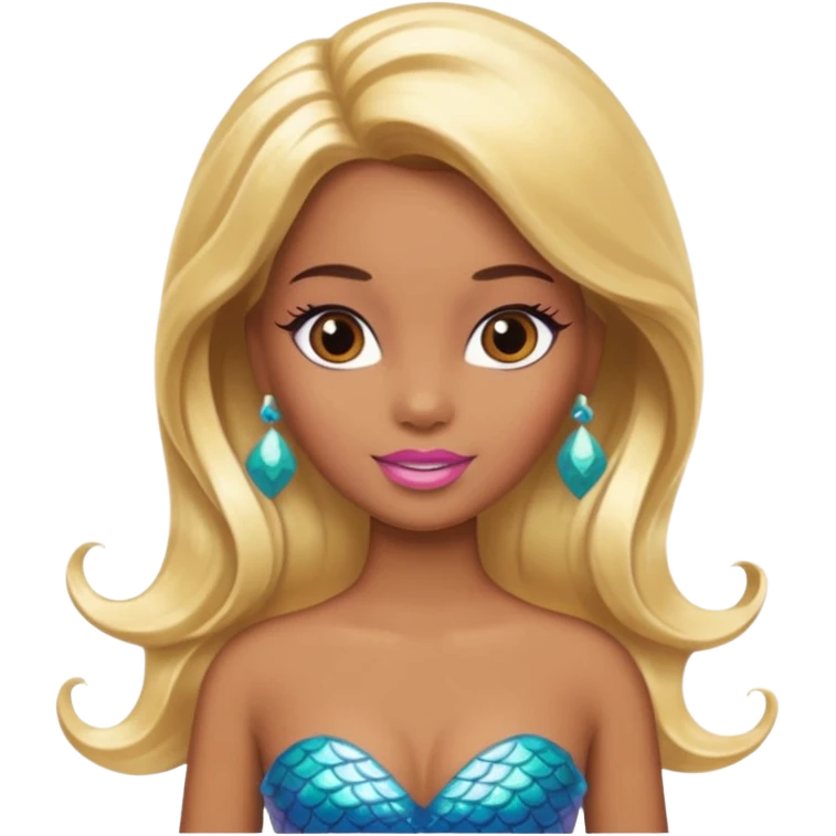 Brown skin blonde hair barbie mermaid  emoji