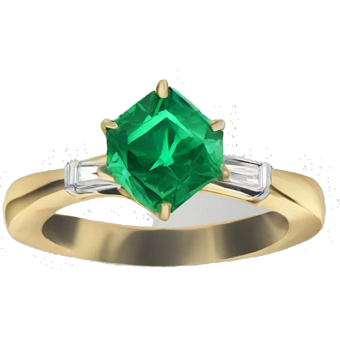 solitaire emerald diamond gold ring emoji