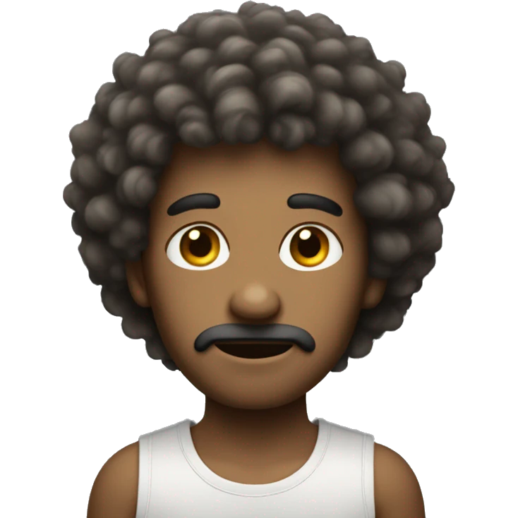 man with big eyes fluffy hair small face emoji