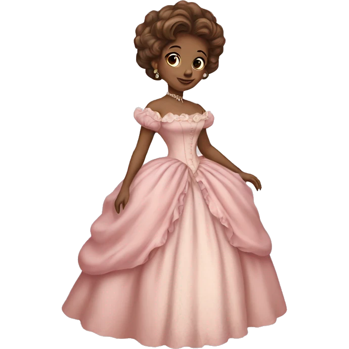 vintage rococo mixed woman with brown hair in a light pink gown  emoji