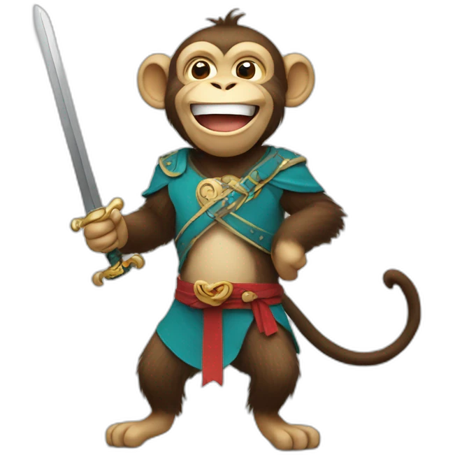 Monkey with sword laughing emoji