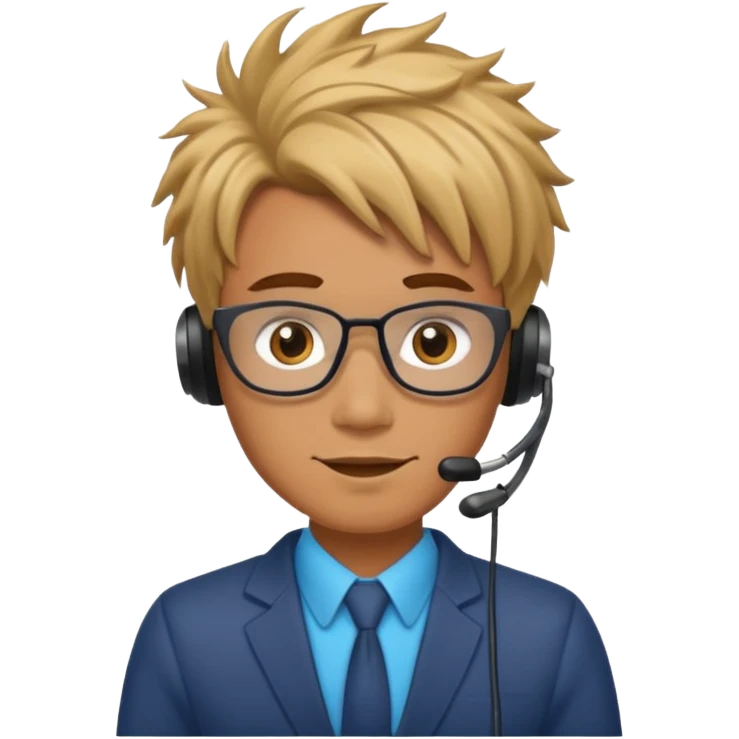 Male Customer Service Agent with funky hair emoji