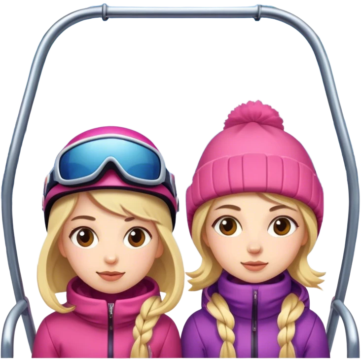 Girls on a ski lift emoji