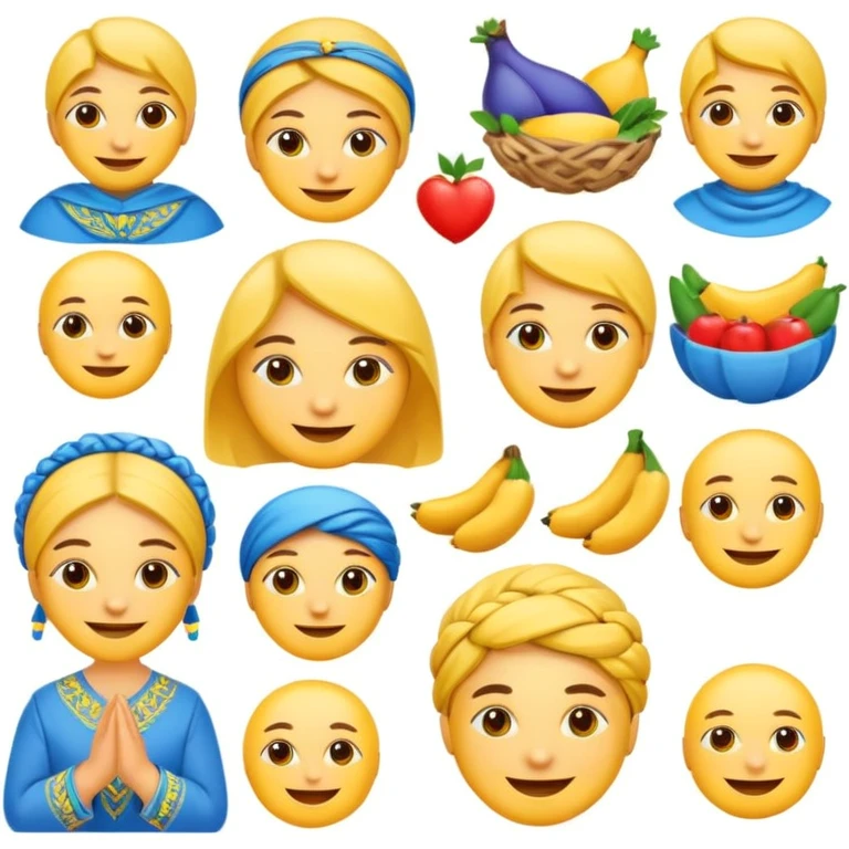 Create some emojis with many activities, also use Ukrainian vyshyvanka  emoji