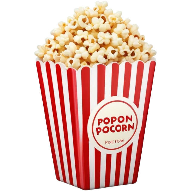 ultra minimalist popcorn in red and white vertically striped box, very simple clean iOS emoji style, minimal details, glossy finish emoji