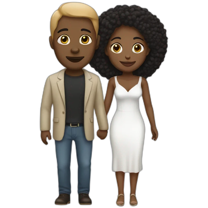 Black woman and white man lovers emoji