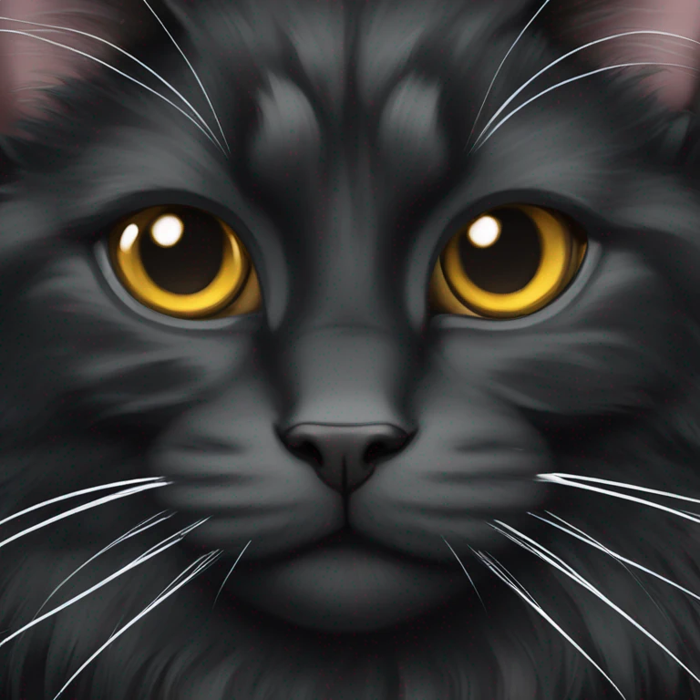 A pure-looking black Maine Coon emoji