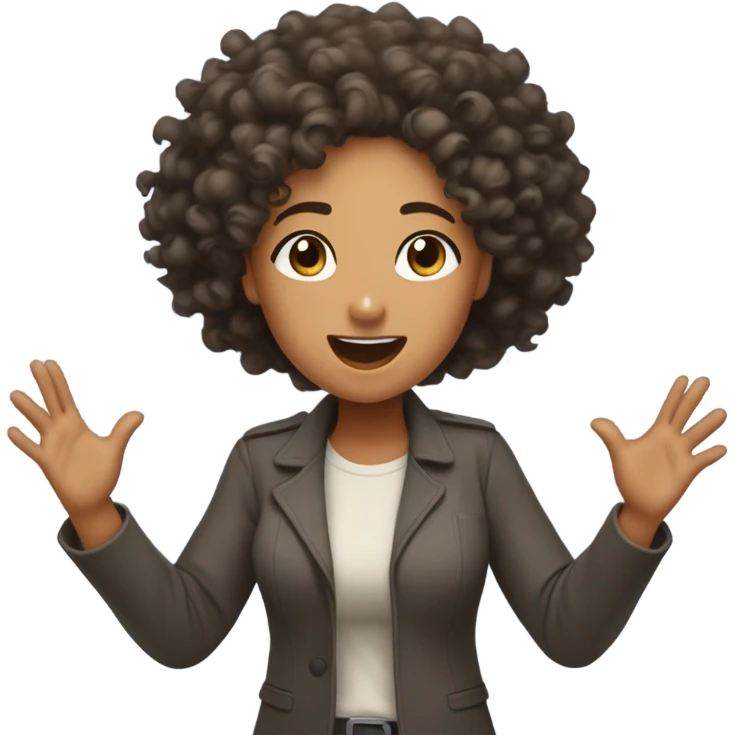 Curly-haired biracial woman as a preacher, praising the lord emoji