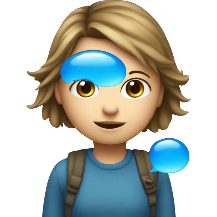 one conversation blue bubble with little girl inside emoji