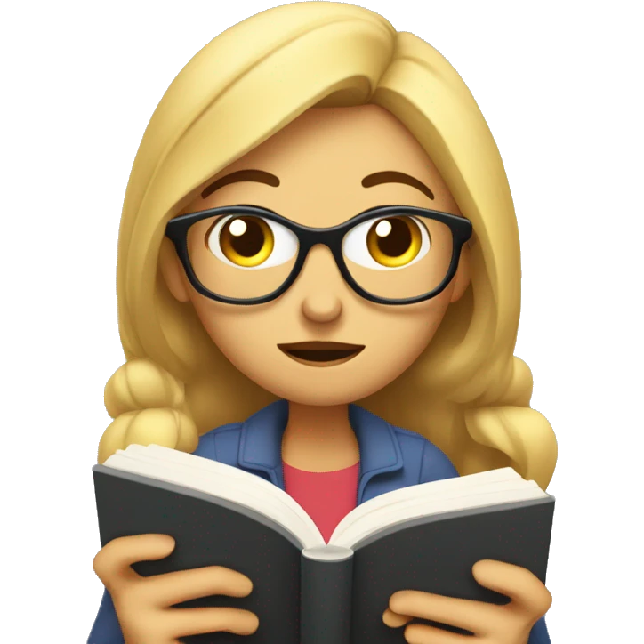 Puzzled woman scratching head while reading a book emoji