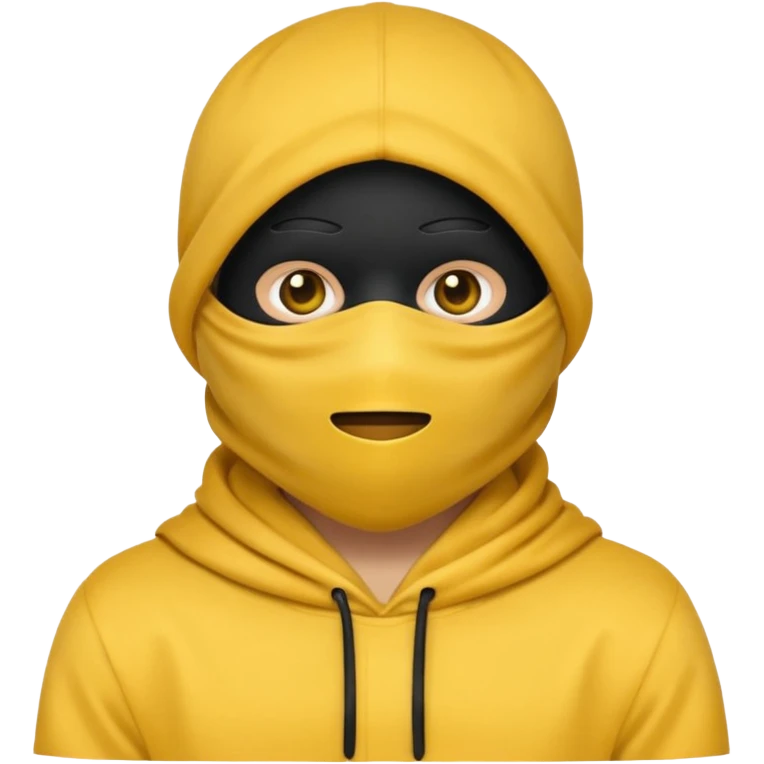 masked yellow emoji covering head and face / rap style like yeat kinda cloth covering head and face. rap style and minimalistic and mysterious emoji