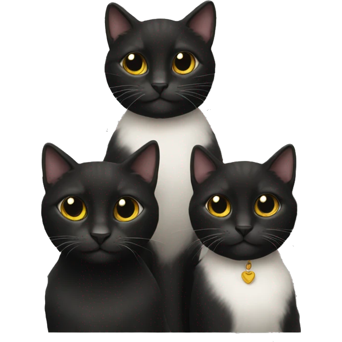Three black cats emoji