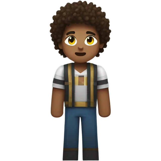 kid with curly hair in minecraft costume emoji
