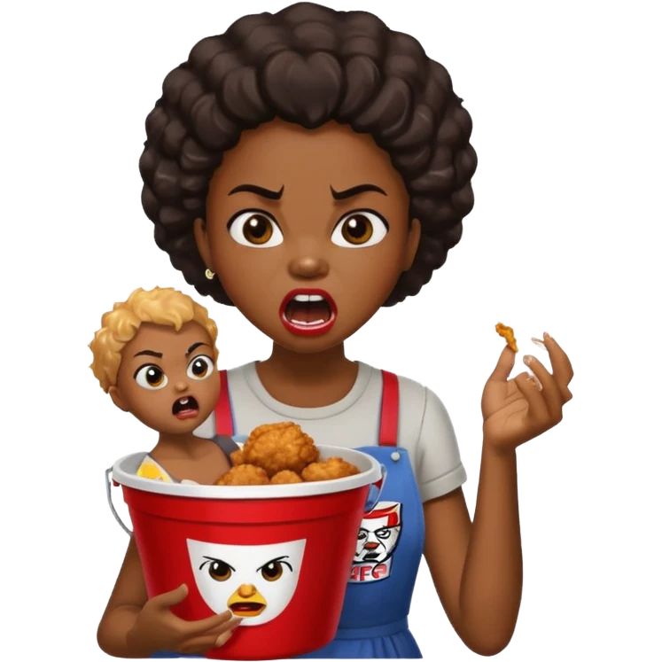 tsion angry black girl ragebait fat running 100 kfc chicken dirty mouth angry bad word emoji