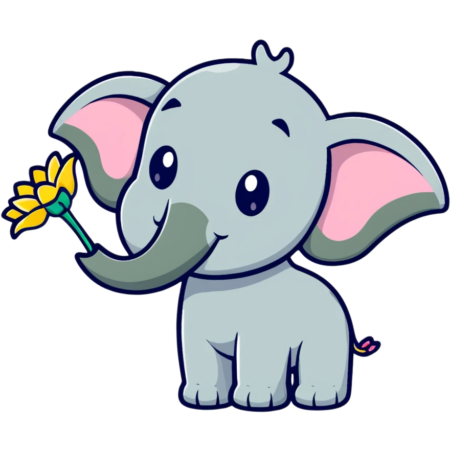 Elephant with hummingbird wings and flower trunk emoji