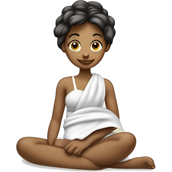 Génère moi une fille avec c’est cheveux enrouler dans une serviette avec une serviette eu tour de son corp et elle est en train d’appliquer sa crème  emoji