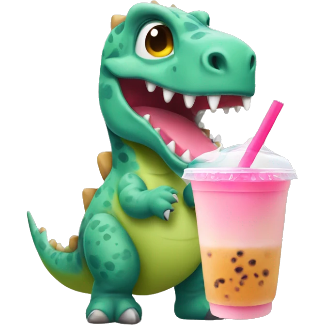 dinosaur holding bubble tea emoji
