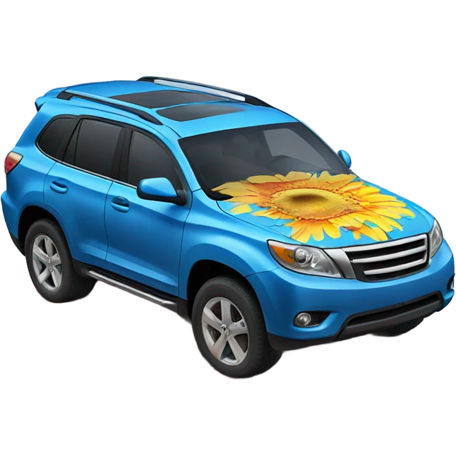 Blue suv melting into a peddle in the sun emoji