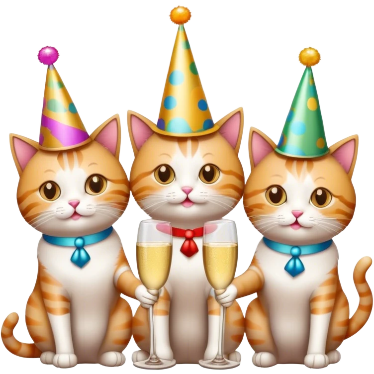 3 cats at a birthday party emoji