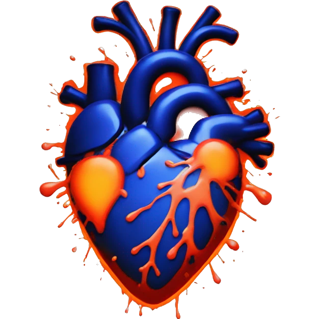 splattered paint heart glowing red-orange warmth emoji