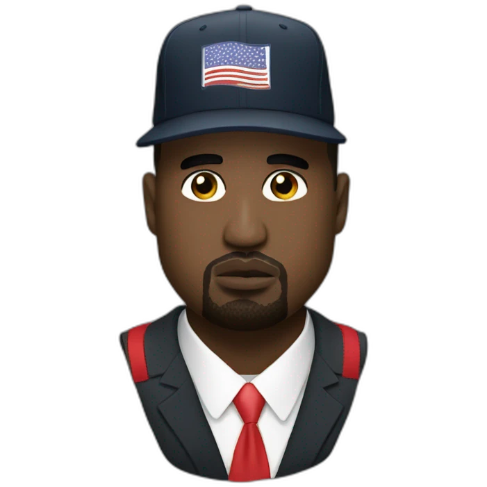 Kanye West with a Donald trump hat emoji
