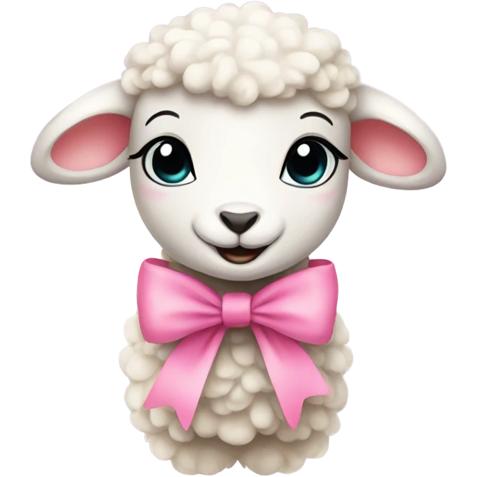 Cute lamb with pink bow around neck emoji