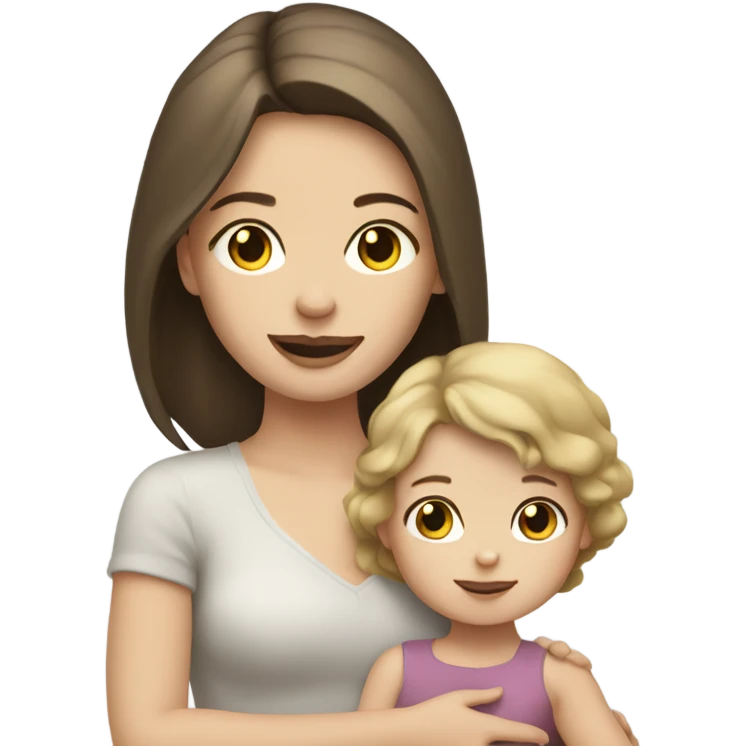 Pale Brunette holding a pale girl toddler  emoji