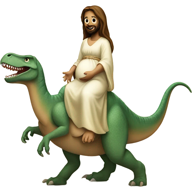 Pregnant jesus riding a dinosaur  emoji