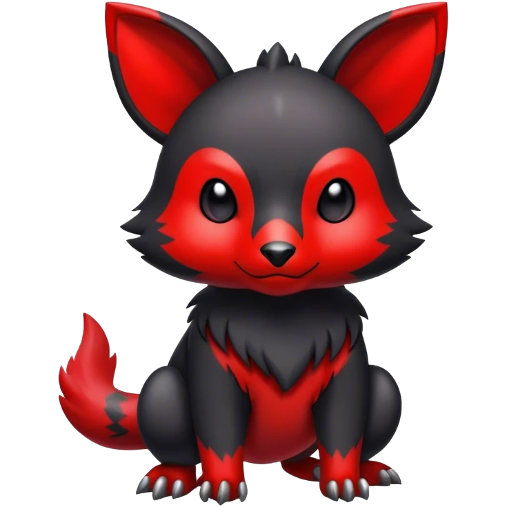 Cute cool black red animal hybrid Fakemon full body emoji