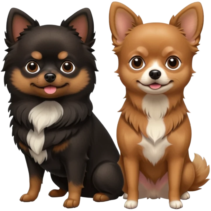 black fluffy pomeranian with a brown chihuahua (2 dogs) emoji