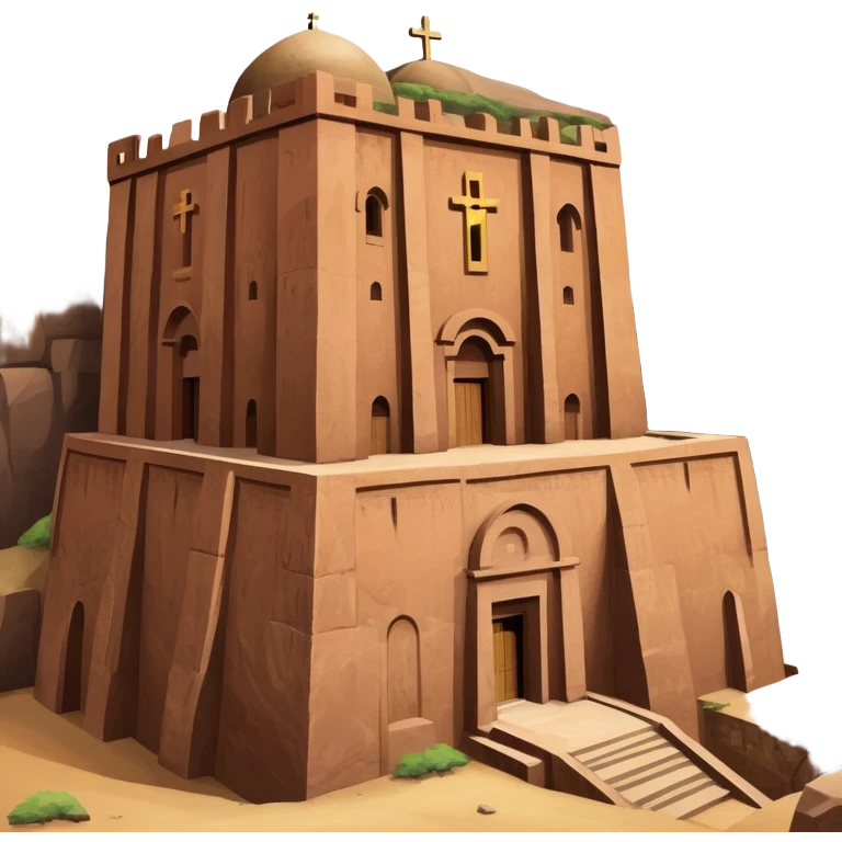Create the rock hewn Church of Saint George in Lalibela, Ethiopia into an iOS style emoji. Make it HD and precise. emoji
