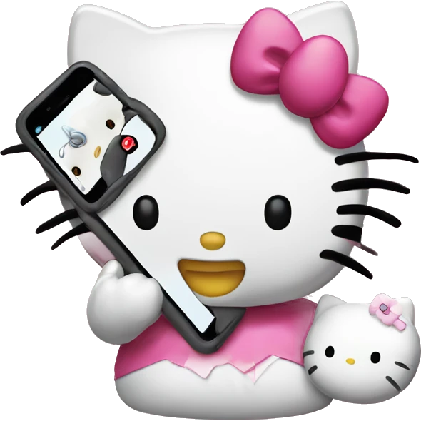 Hello kitty with an iphone emoji