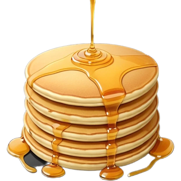 TWO Pancakes with honey in a black plate emoji