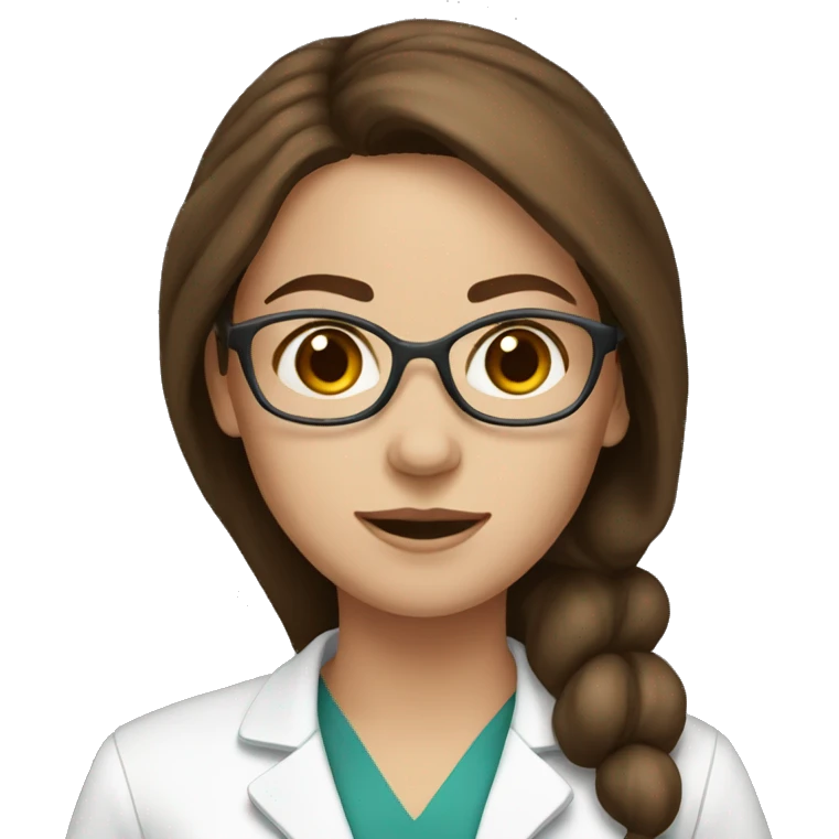 white skin woman doctor with brown hair  emoji