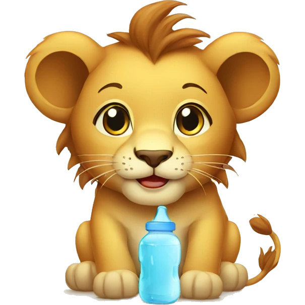 Cute lion with baby bottle  emoji