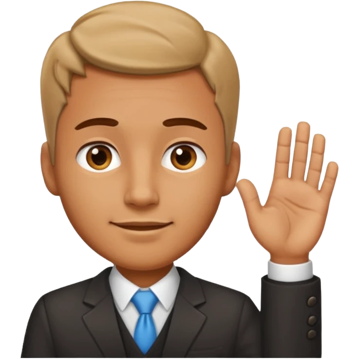 un homme qui secoue ses mains sous son menton emoji
