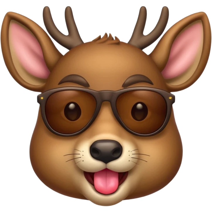 deer with sunglasses and tongue out emoji