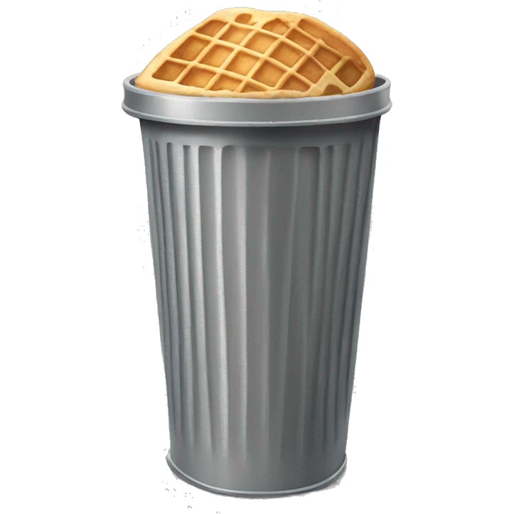 ice cream waffle cone in a grey trash can emoji