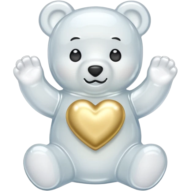 white gummy bear with gold heart emoji