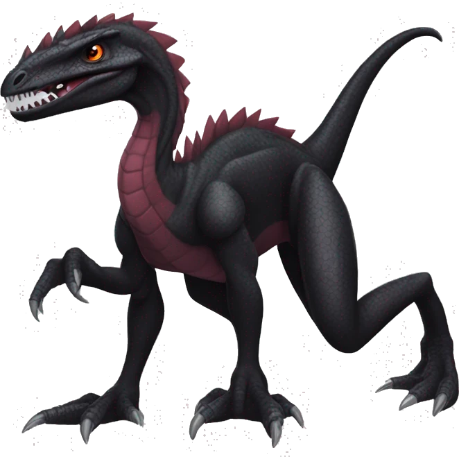 cool edgy black and maroon Dark-type nargacuga Salazzle Nargacuga Salandite Velociraptor Pokémon full body emoji