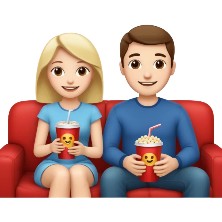 A couple sitting on a sofa in a room enjoying a movie emoji