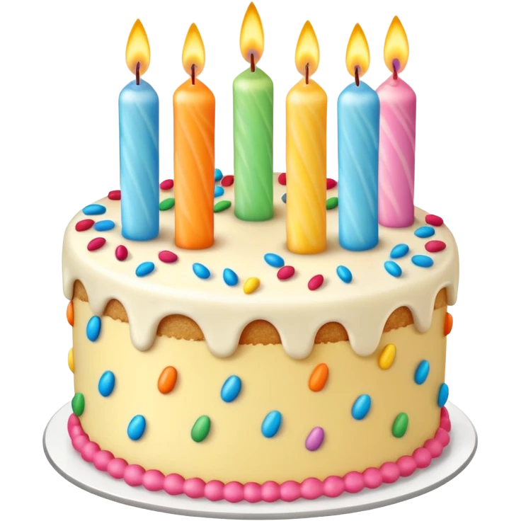 Birthday cake and candel with motion emoji