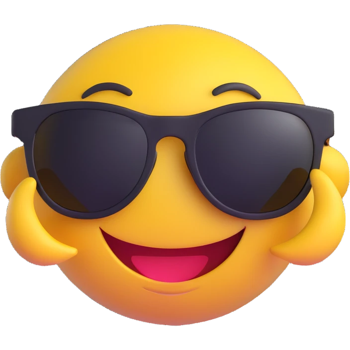 smiley face with sunglasses, 3D emoji style, no background, for a French memecoin Discord server French Cabal emoji