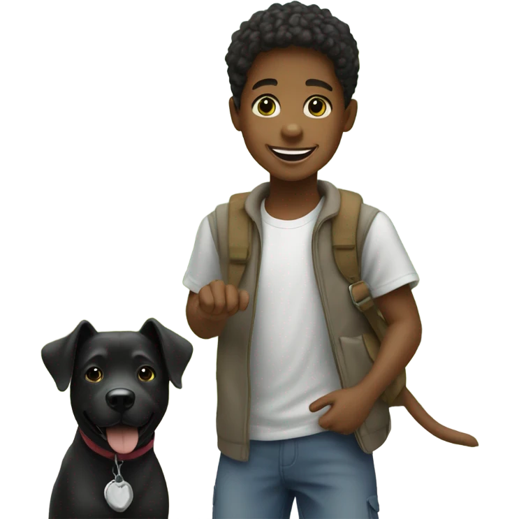Black boy playing outside with dog emoji