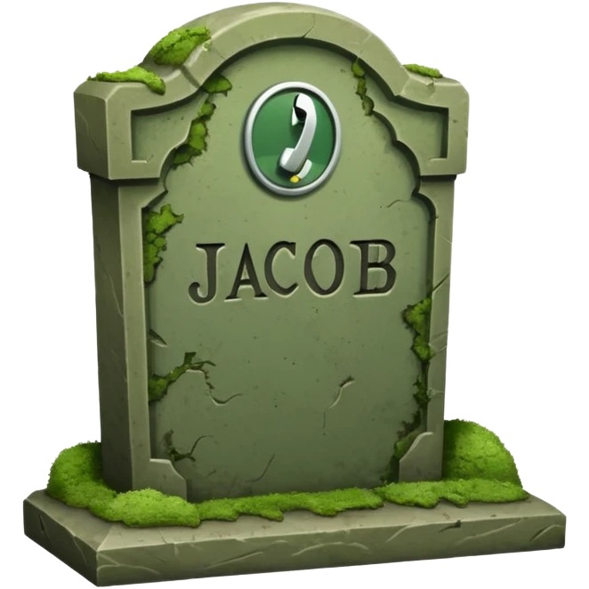 grave with name Jacob with phone and ;stop on it emoji