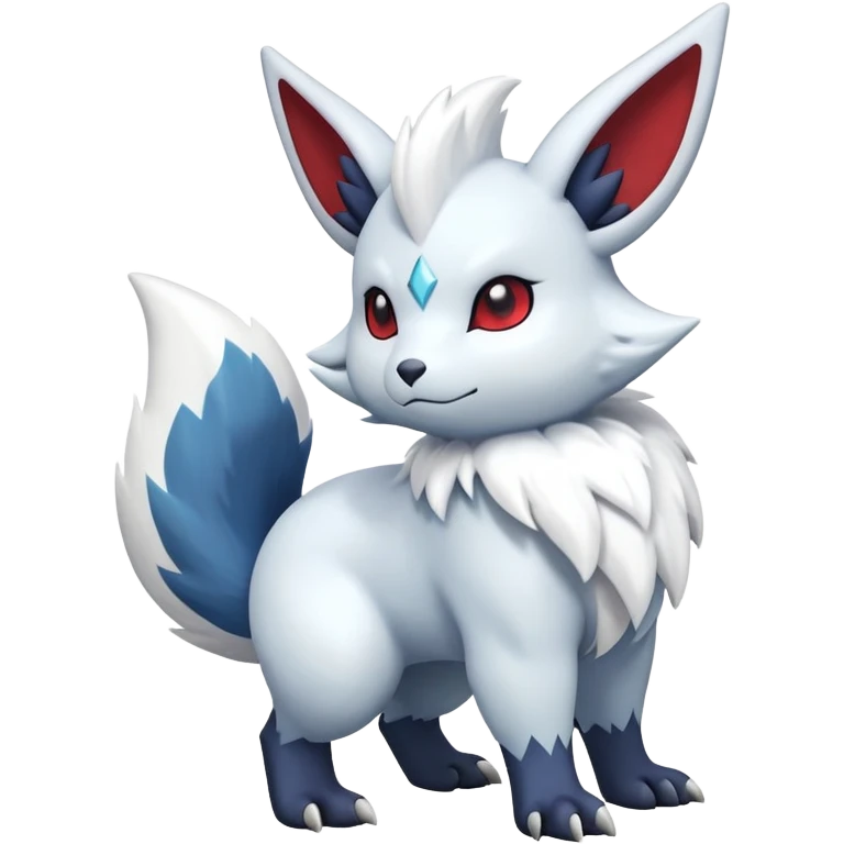 Shiny White Furry Snowy Ice-type Absol-Minccino-Zangoose-Hybrid (Full body) emoji